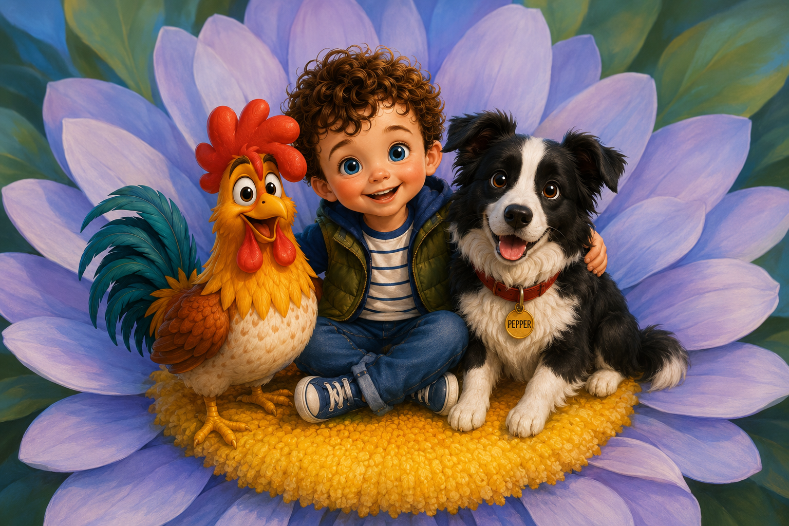 Ollie, Pepper, and Cluckeroo together in Feather Creek